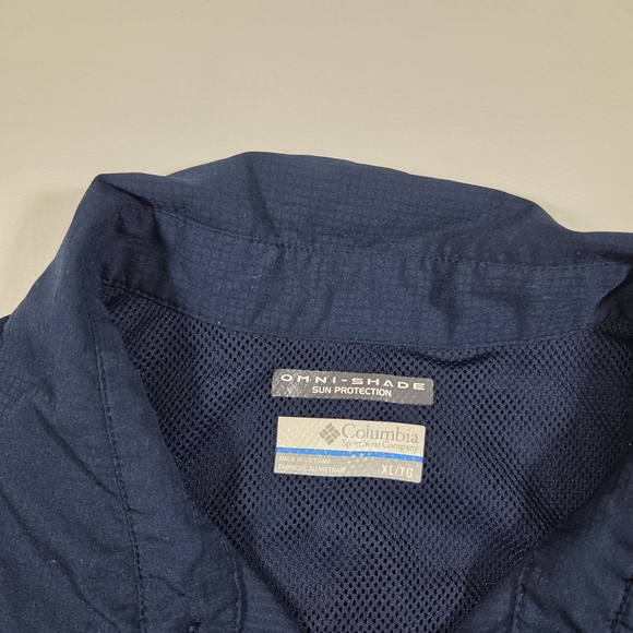 Columbia Shirt Navy Mesh-Lined Omni-Shade Shirt Jacket Button Down Woman's XL - Picture 5 of 11